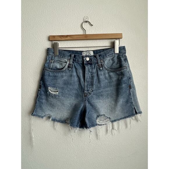 Free People We The Free Cut Off Shorts Blue Distressed Destroy Size 28 - Picture 1 of 5